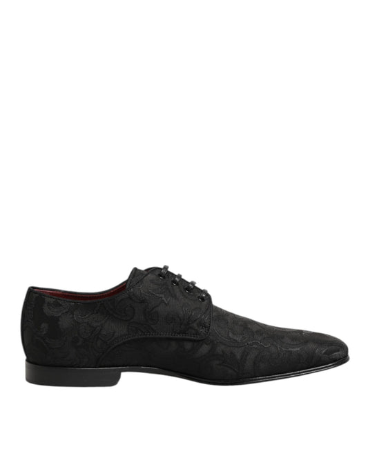Dolce &amp; Gabbana – Derby-Schnürschuhe aus schwarzem Brokat für Herren