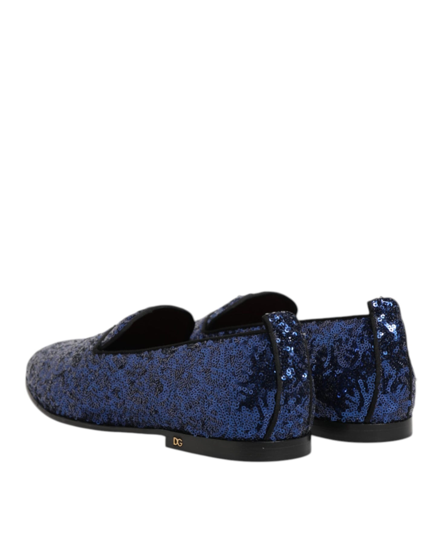 Dolce &amp; Gabbana Blaue Loafer mit Pailletten Hausschuhe Herren Abendschuhe