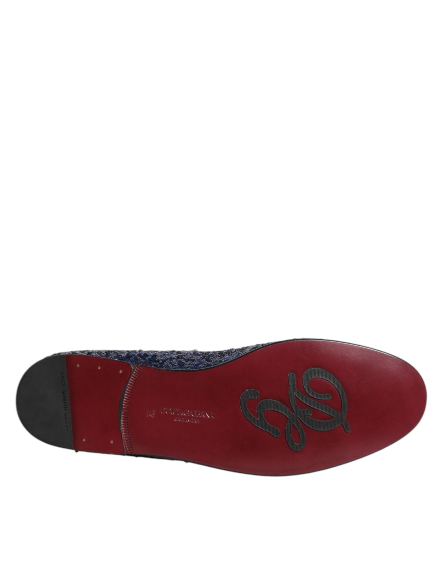 Dolce &amp; Gabbana Blaue Loafer mit Pailletten Hausschuhe Herren Abendschuhe