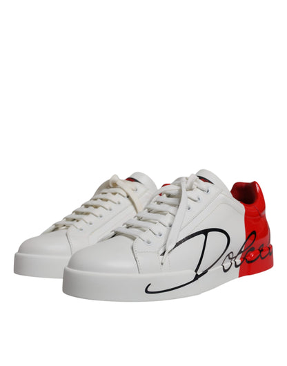 Dolce &amp; Gabbana Weiß Rot Portofino Low Top Herren Sneakers Schuhe