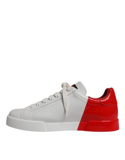 Dolce &amp; Gabbana Weiß Rot Portofino Low Top Herren Sneakers Schuhe