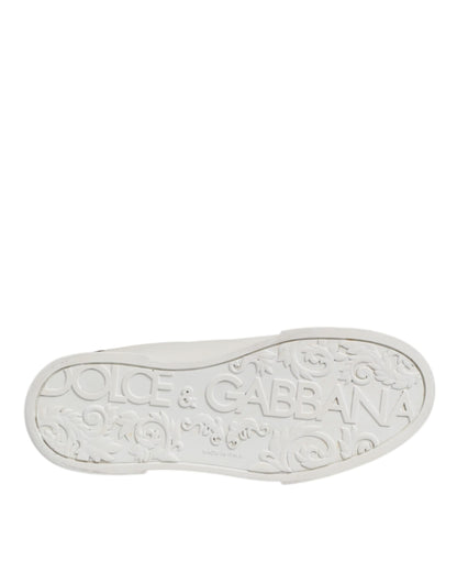 Dolce &amp; Gabbana Weiß Schwarz Leder Low Top Herren Sneakers Schuhe