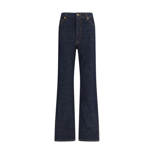 Khaite Blaue Baumwoll-Jeans mit hohem Bund