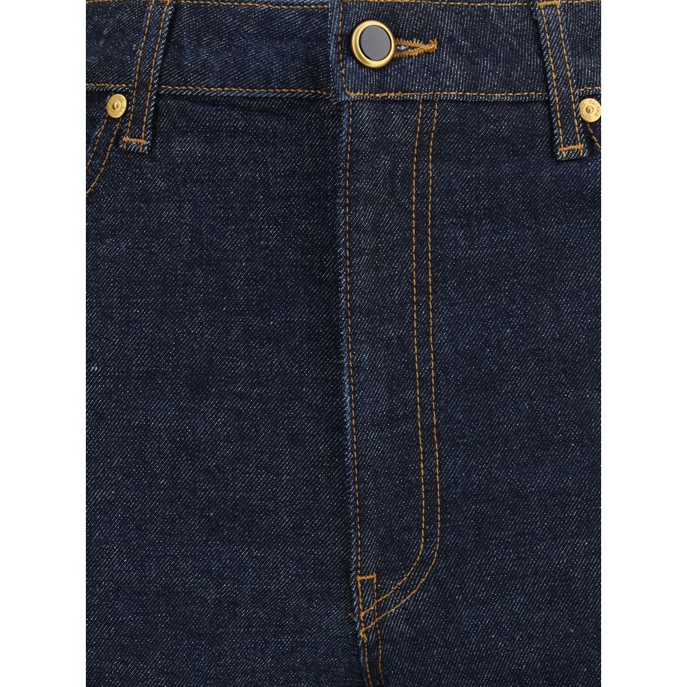 Khaite Blue Cotton High-Waisted Jean