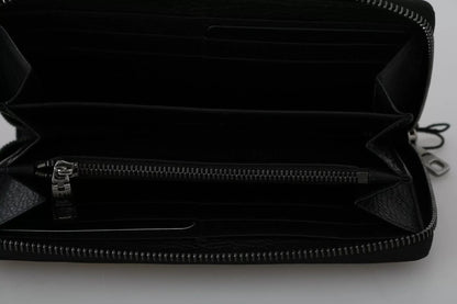 Dolce &amp; Gabbana Schwarzes Leder #DGFAMILY Continental Herren-Geldbörse mit Reißverschluss