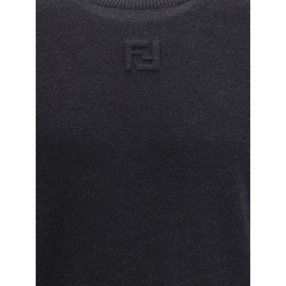 Fendi Schwarzes Fleece-Sweatshirt aus Wolle