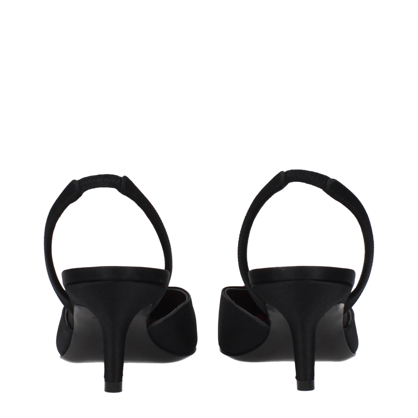 Amina Muaddi – Schwarze Satin-Sandalen mit Stilettoabsatz