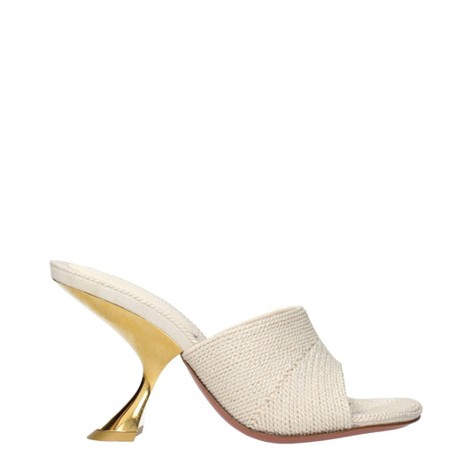 Amina Muaddi Stoff-Slipper in Beige