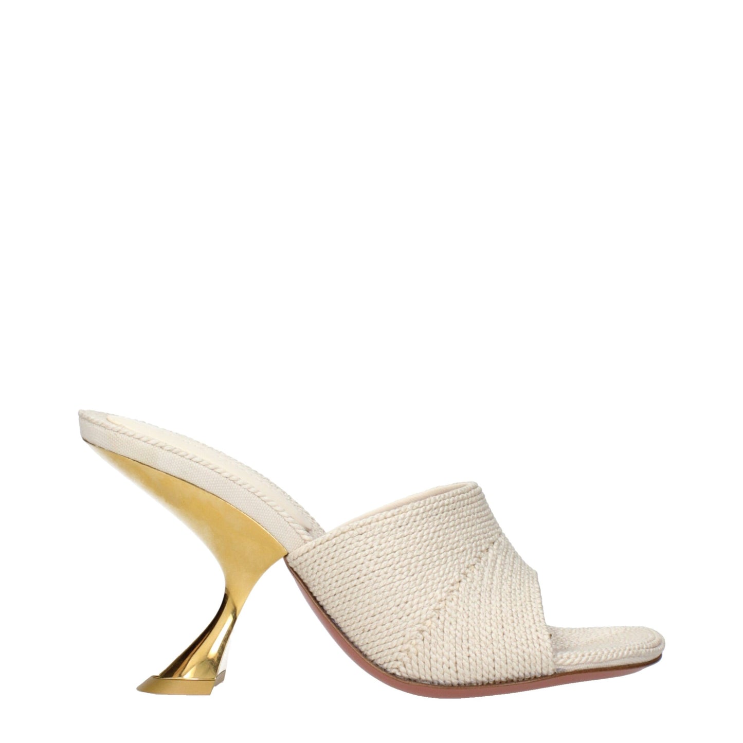 Amina Muaddi Stoff-Slipper in Beige