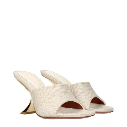 Amina Muaddi Stoff-Slipper in Beige