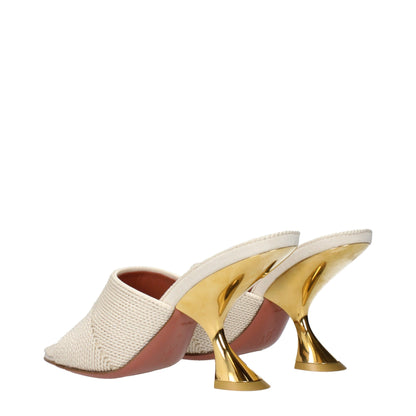 Amina Muaddi Stoff-Slipper in Beige