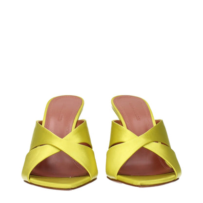 Amina Muaddi Grüne Satin-Sandalen mit Stilettoabsatz