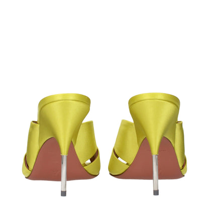 Amina Muaddi Grüne Satin-Sandalen mit Stilettoabsatz