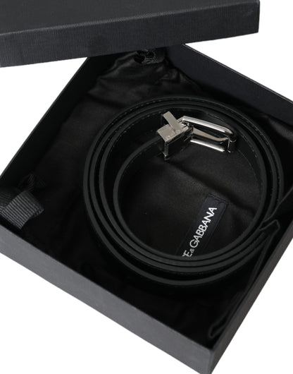 Dolce &amp; Gabbana Herrengürtel aus schwarzem Leder mit silberner Metallschnalle