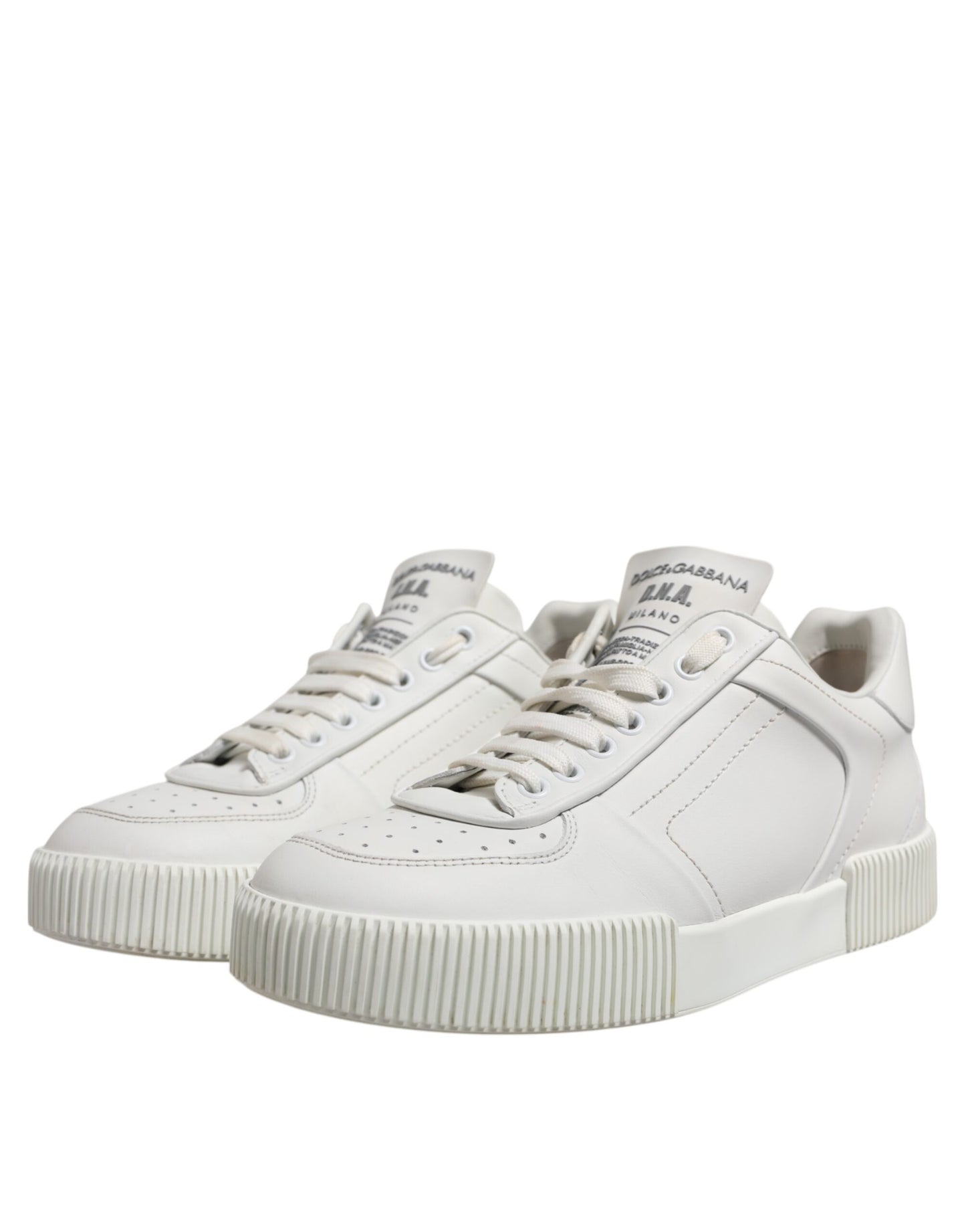 Dolce &amp; Gabbana Weiße Leder MIAMI Low Top Sneakers Schuhe
