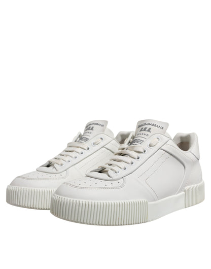 Dolce &amp; Gabbana Weiße Leder MIAMI Low Top Sneakers Schuhe