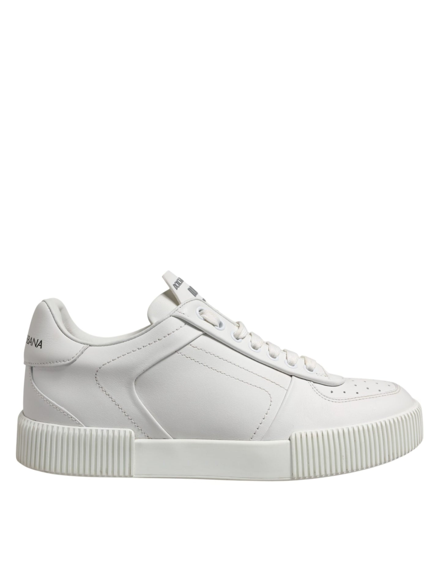 Dolce &amp; Gabbana Weiße Leder MIAMI Low Top Sneakers Schuhe