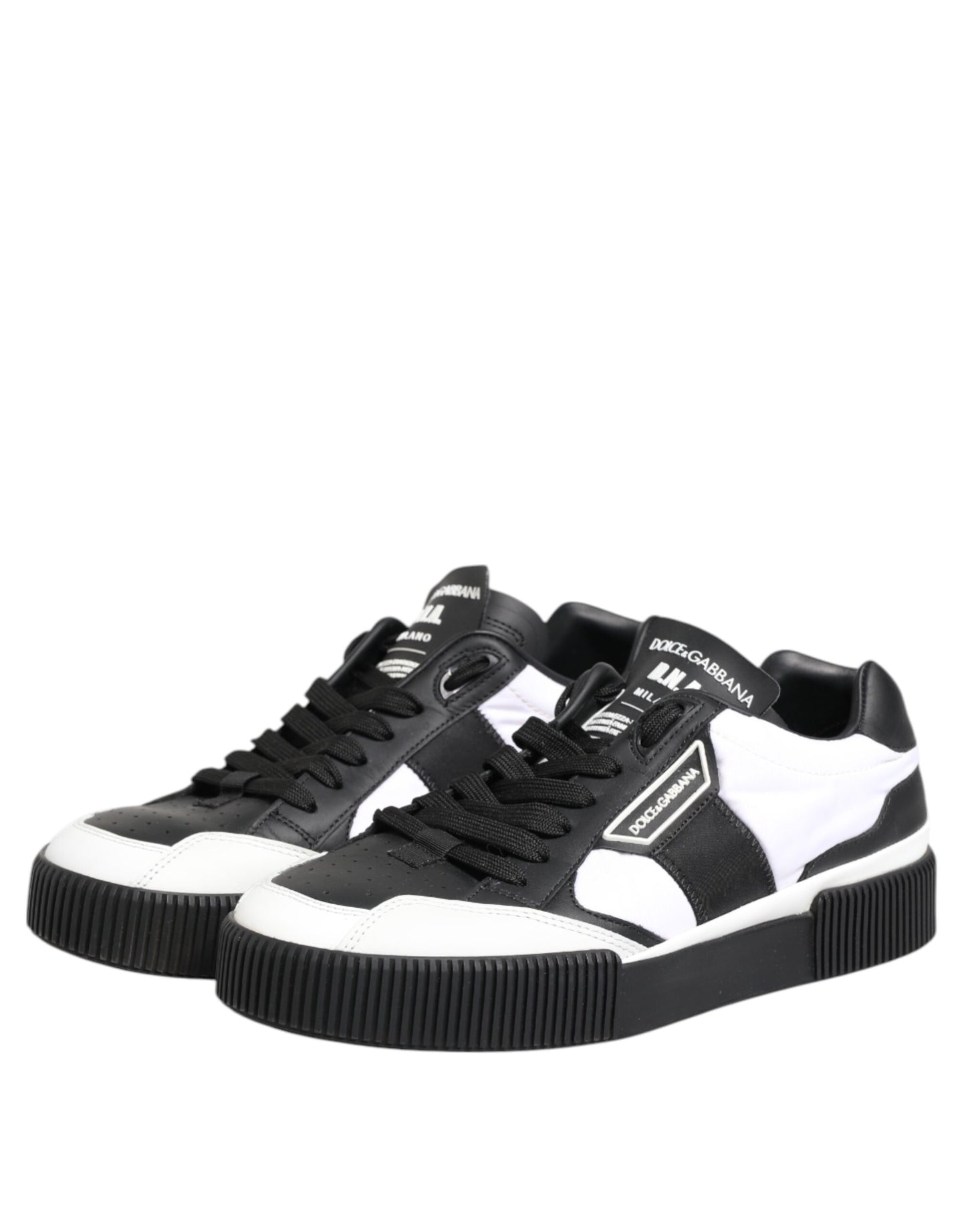 Dolce &amp; Gabbana MIAMI Low Top Sneakers aus schwarzem und weißem Leder