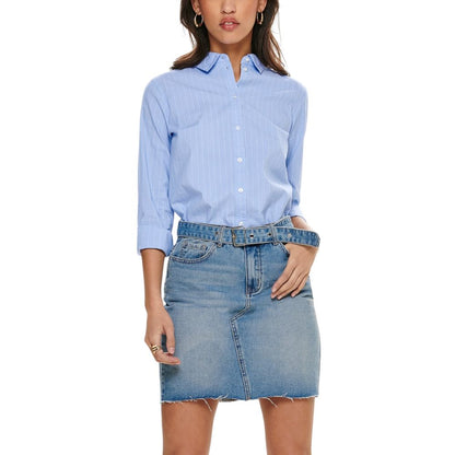 Jacqueline De Yong Blaue Baumwollbluse