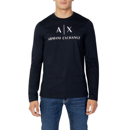 Armani Exchange – Blaues Langarmshirt aus Baumwolle