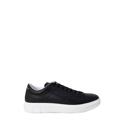 Armani Exchange Schwarze Leder-Sneaker mit niedrigem Schaft