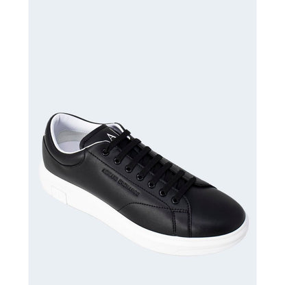 Armani Exchange Schwarze Leder-Sneaker mit niedrigem Schaft