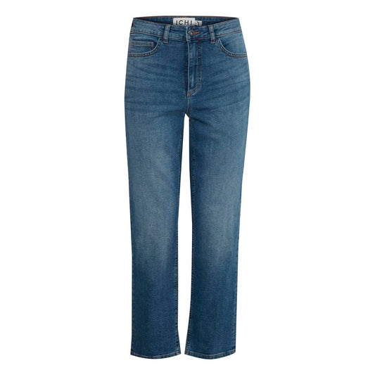 ICHI, Blaue Mom-Jeans aus Baumwolle