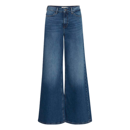 ICHI Blue Cotton Bootcut Jeans