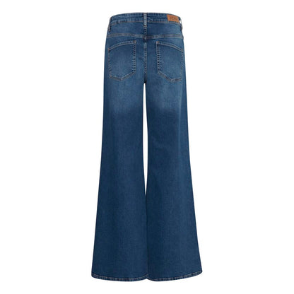 ICHI Blue Cotton Bootcut Jeans