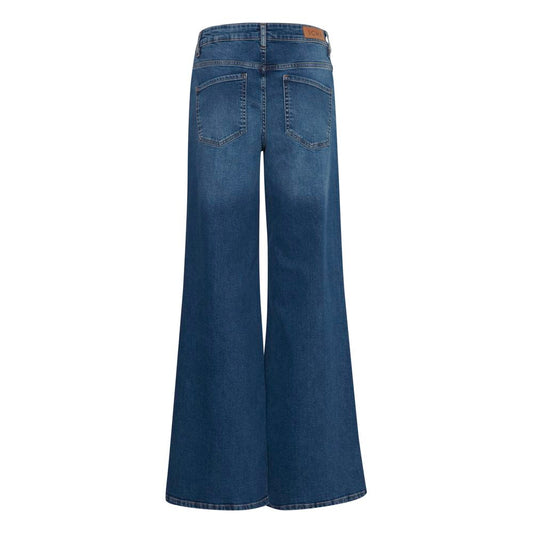 ICHI, Blaue Bootcut-Jeans aus Baumwolle