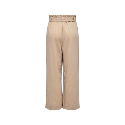 Only Beige Viscose Casual Pants