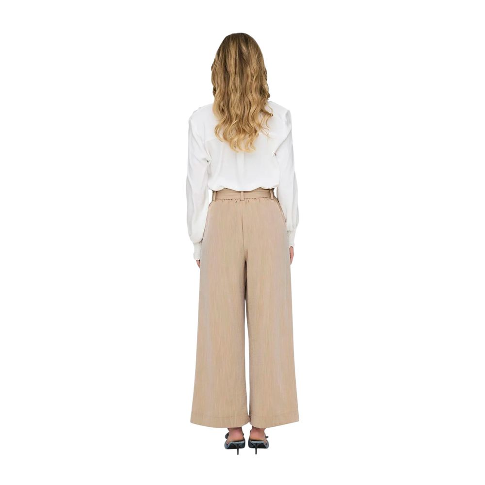 Only Beige Viscose Casual Pants