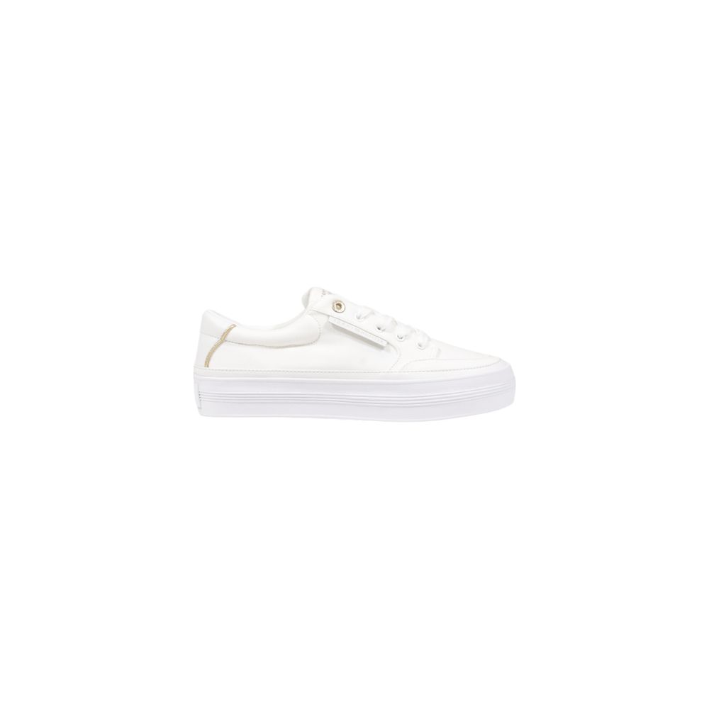 Tommy Hilfiger – Cremefarbene Sneaker aus recycelter Baumwolle