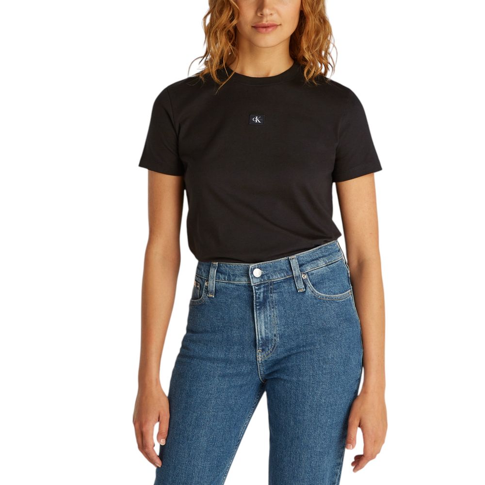 Calvin Klein Jeans – Schwarzes T-Shirt aus recycelter Baumwolle