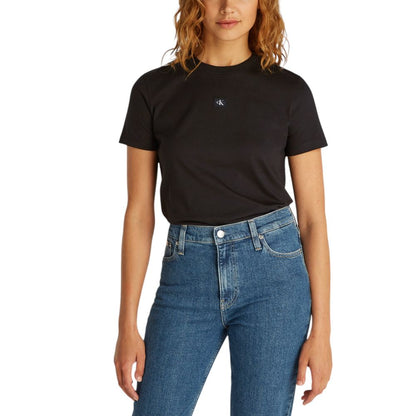 Calvin Klein Jeans – Schwarzes T-Shirt aus recycelter Baumwolle