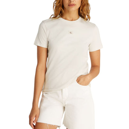 Calvin Klein Jeans – Beiges T-Shirt aus recycelter Baumwolle
