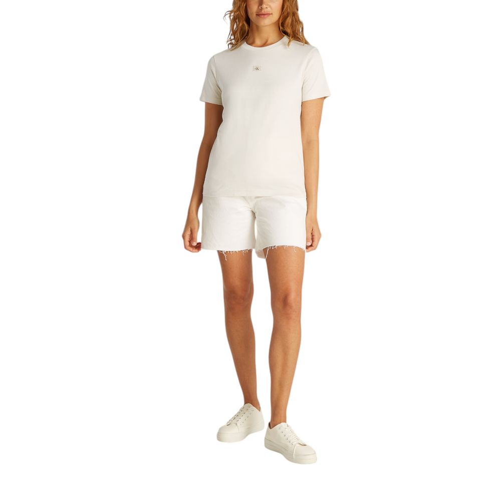 Calvin Klein Jeans – Beiges T-Shirt aus recycelter Baumwolle
