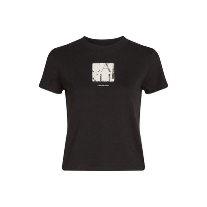 Calvin Klein Jeans – Schwarzes T-Shirt aus recycelter Baumwolle