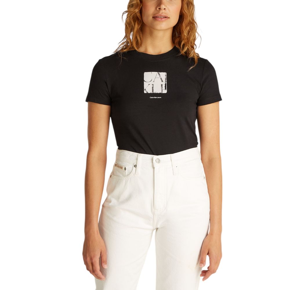 Calvin Klein Jeans – Schwarzes T-Shirt aus recycelter Baumwolle
