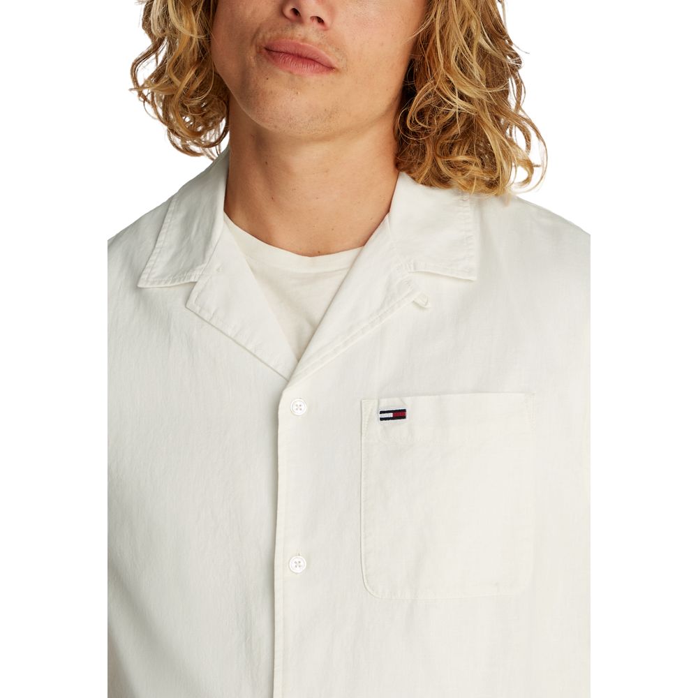 Tommy Hilfiger Jeans – Cremefarbenes Baumwollhemd