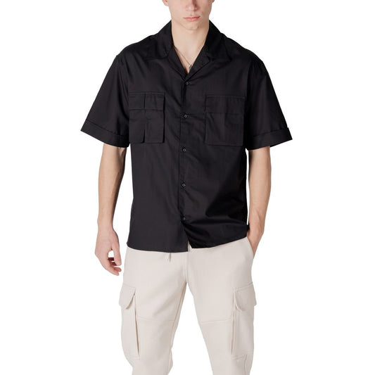Antony Morato Schwarzes Lyocell-Kurzarmshirt