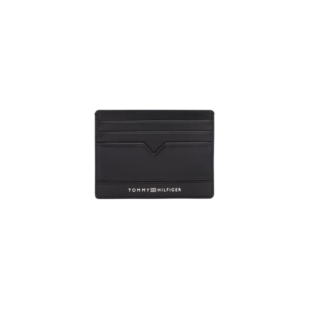 Tommy Hilfiger – Kartenetui aus schwarzem Leder