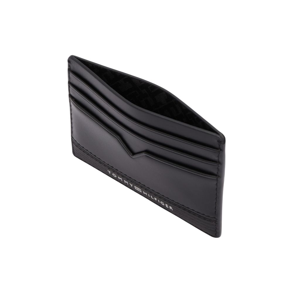 Tommy Hilfiger – Kartenetui aus schwarzem Leder