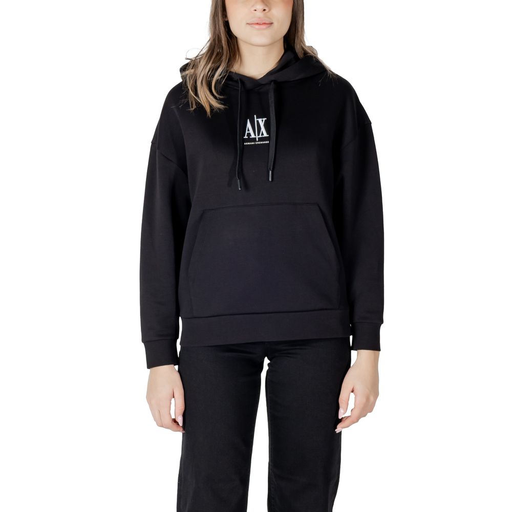 Armani Exchange – Schwarzer Kapuzenpullover aus Baumwolle