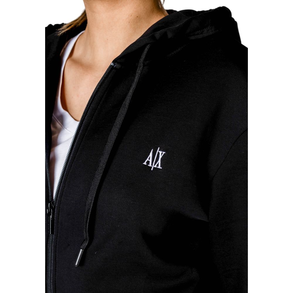 Armani Exchange – Schwarzer Kapuzenpullover aus Baumwolle