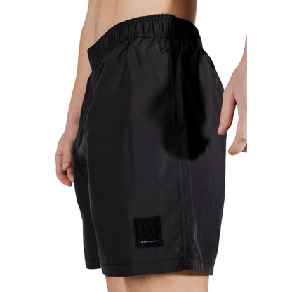 Armani Exchange – Schwarze Polyester-Badeshorts