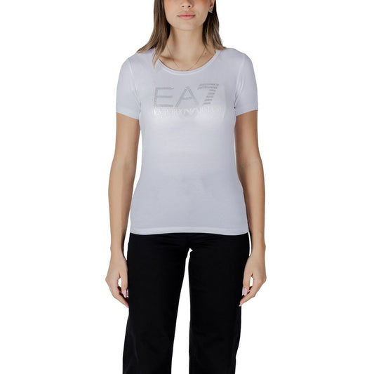 EA7 Emporio Armani Weißes Baumwoll-T-Shirt
