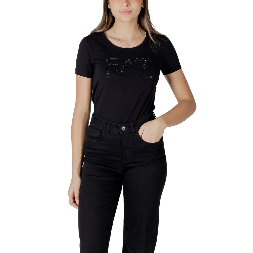 EA7 Emporio Armani Schwarzes Baumwoll-T-Shirt