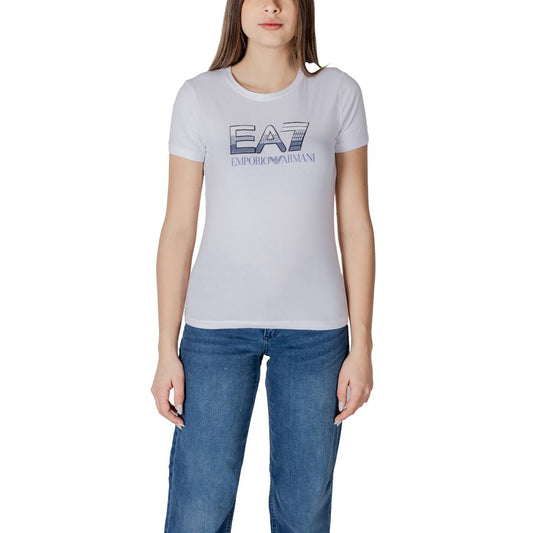 EA7 Emporio Armani Weißes Baumwoll-T-Shirt
