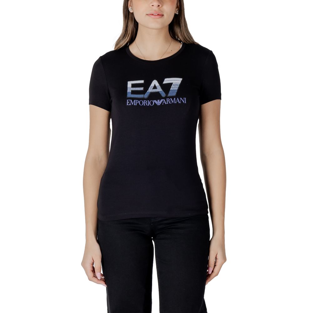EA7 Emporio Armani Schwarzes Baumwoll-T-Shirt